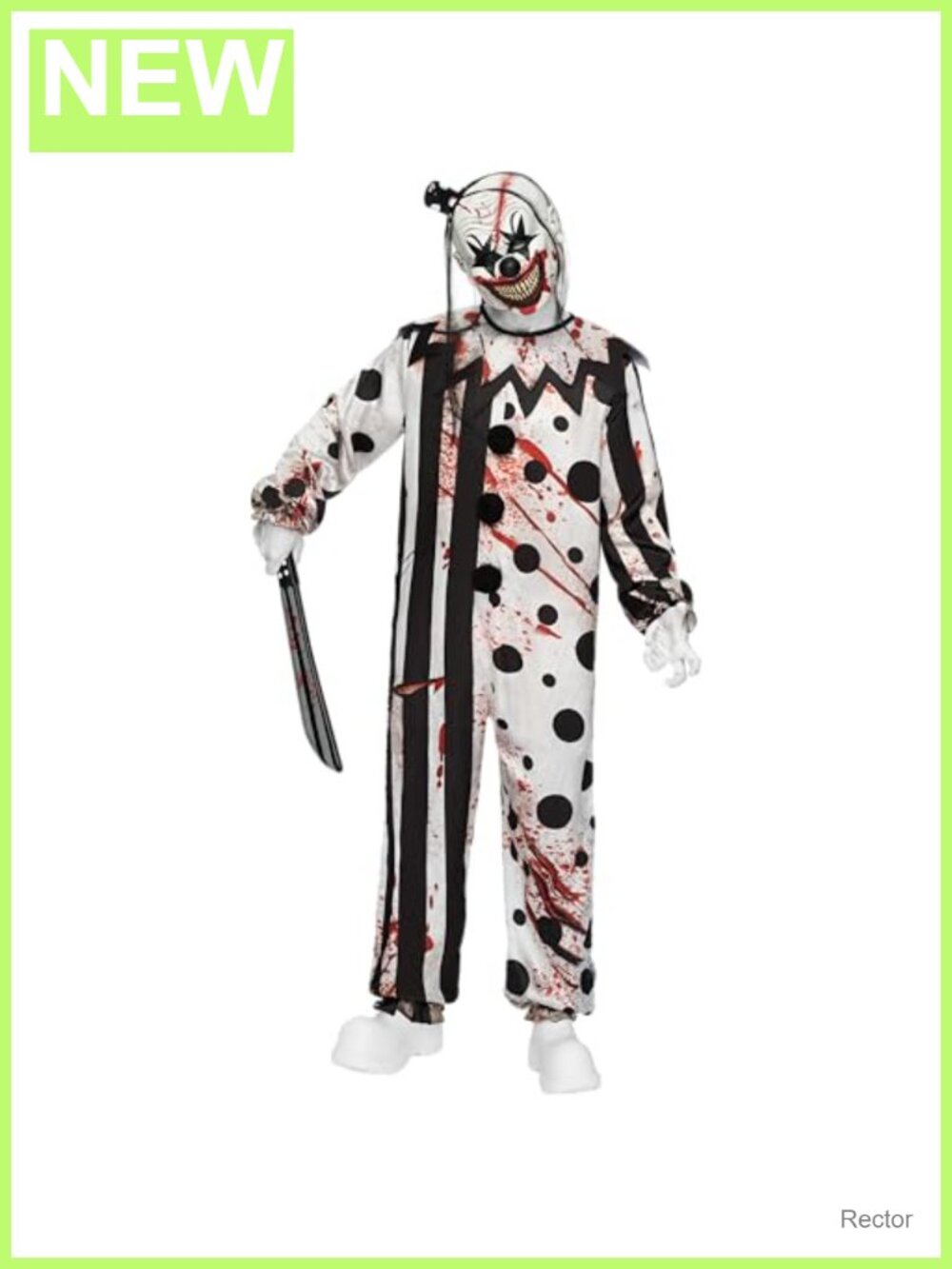 Scary Clown Costume Jumpsuit with Hood for Men, Halloween